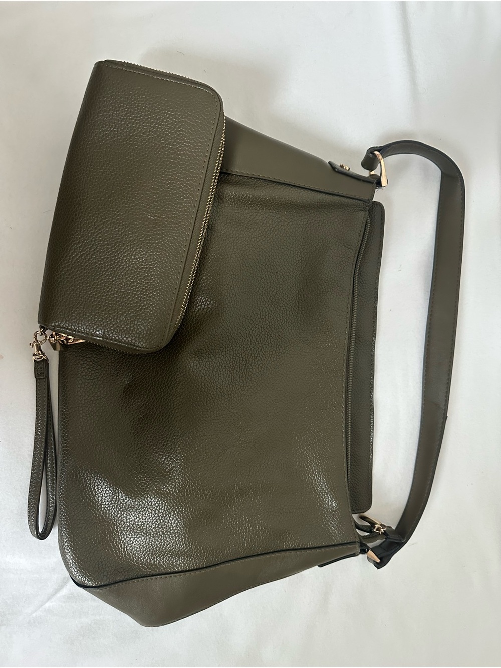 a new day Olive Green Shoulder Bag with Detachable Pouch